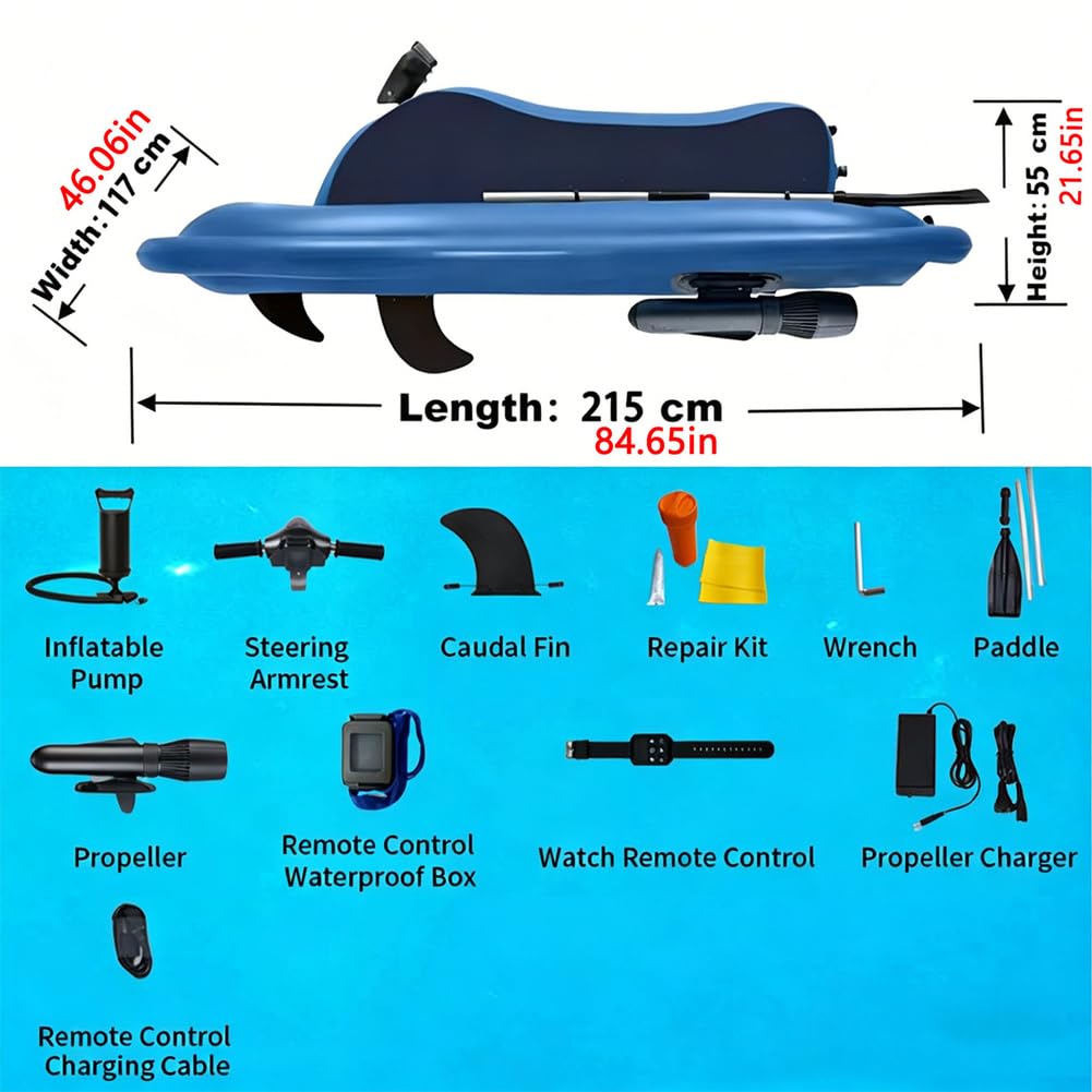 Aufblasbares Jetboot, Elektrisches Motorboot mit 500W/700W Thruster, Faltbarer Jetski für Seetauchen und Wassersport, Tragbares Wasserfahrzeug für Schwimmabenteuer