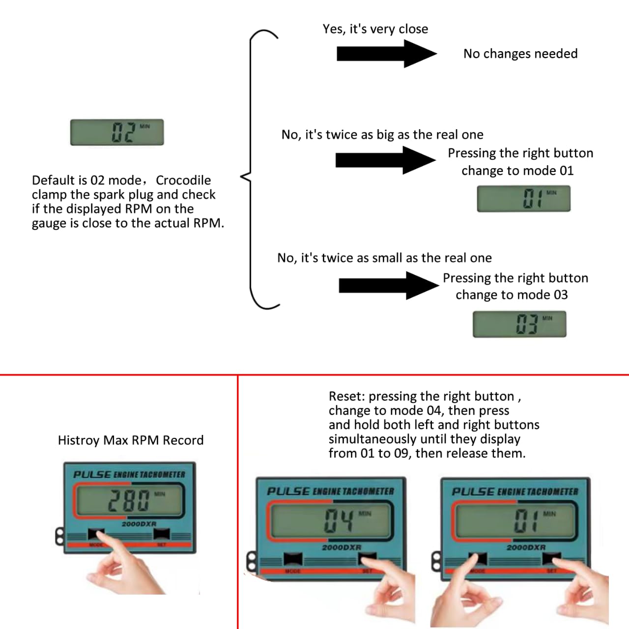 Tacómetro de Motosierra, Adecuado para Motores Pequeños de 2 Tiempos/4 Tiempos. Tacómetro Digital con Pantalla LCD, Adecuado para Motosierras, Cortadoras de Césped y Motocicleta