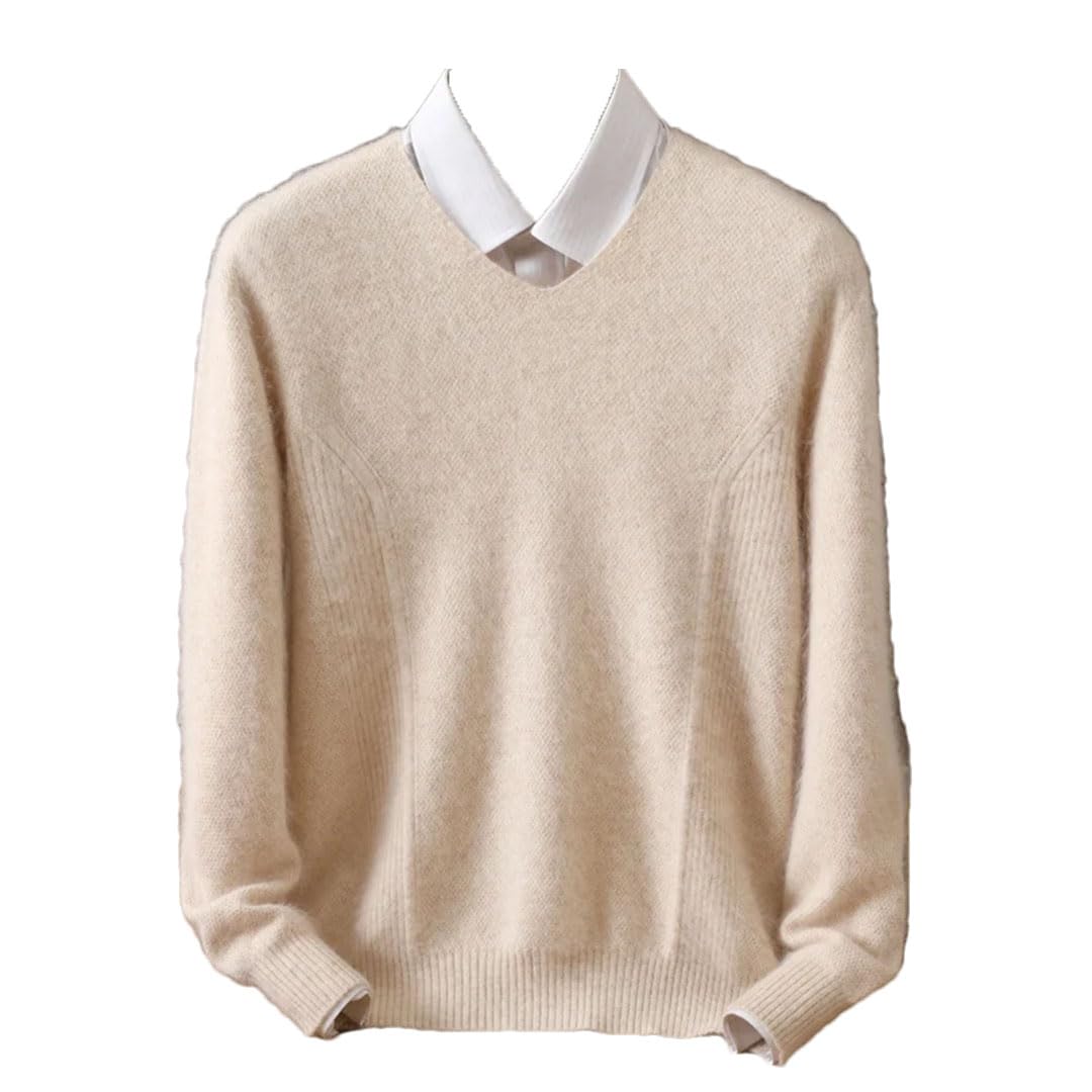Suéter De Cachemira para Hombre Jerséis con Cuello En V Jersey De Punto Jerséis De Manga Larga Tops