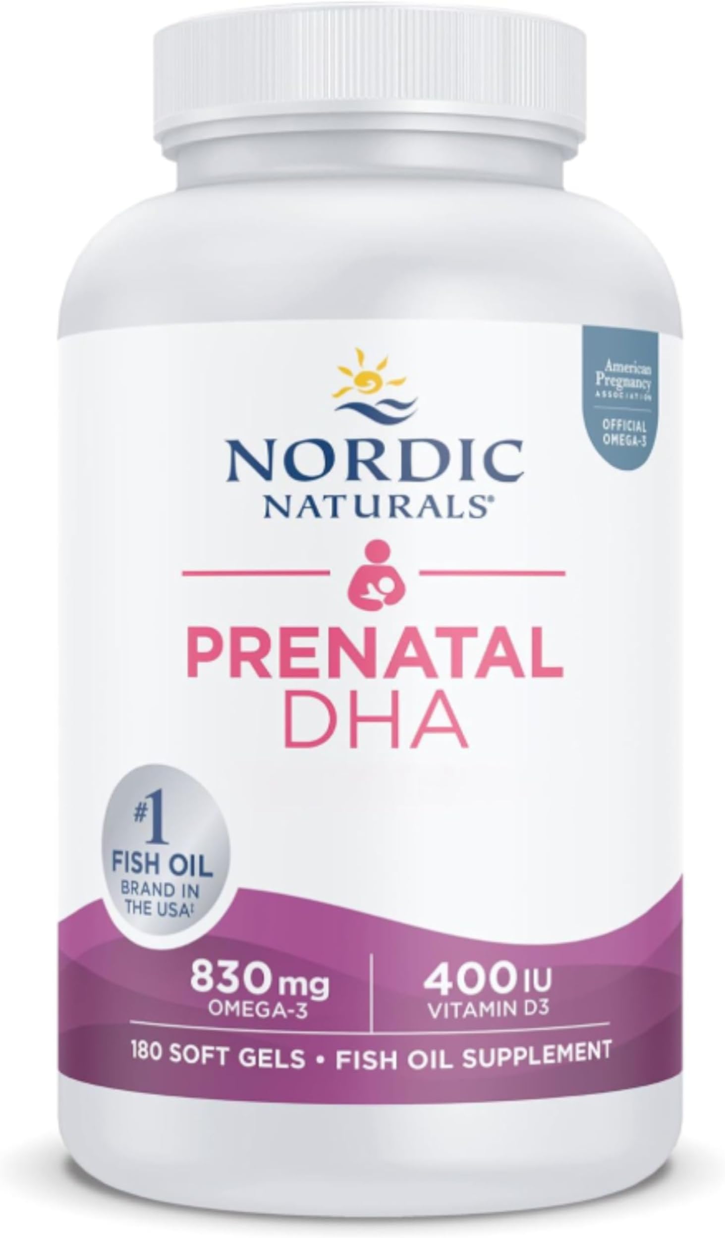 Prenatal DHA 830mg Omega 3 Fish Oil with EPA and DHA, Highly Dosed, Flavourless, 180 Softgels, Laboratory Tested, Soy Free, Gluten Free