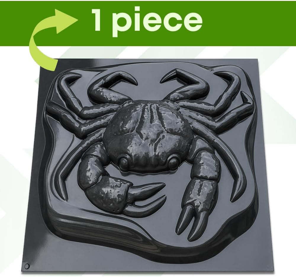 3D Crab Shape Concrete Mold Cement Plastic ABS 2mm - Mold for Cement - Paving DIY Stepping Stone Decor Garden - Concrete Molds and Forms Reusable