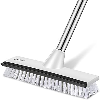 SetSail Floor Scrub Brush with 51-Inch Long Adjustable Handle 2 in 1 Scrape Brush Stiff Bristle Floor Scrubber for Cleaning Shower Bathroom Garage Kitchen Wall Deck Tub Tile
