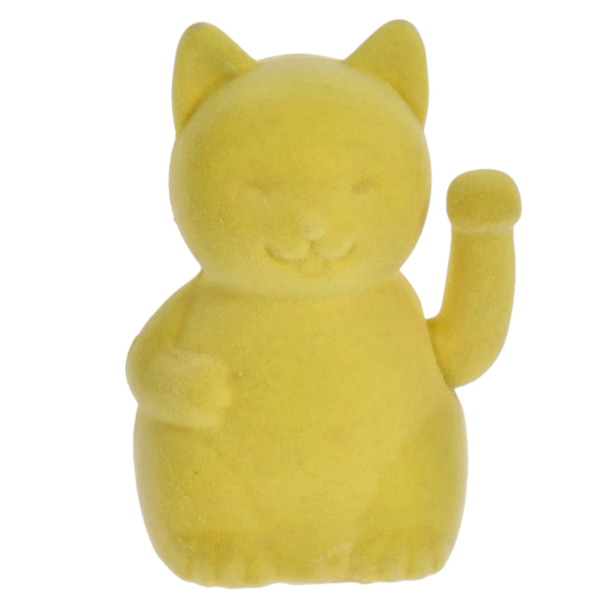MIJOMA Winkefigur Dekofigur mit Flock-Beschichtung – Farbige Wackelhand-Figur mit Bewegung – Dekoratives Wohnaccessoire für modernes Interior Design (Gelb, Winkekatze - 17cm)