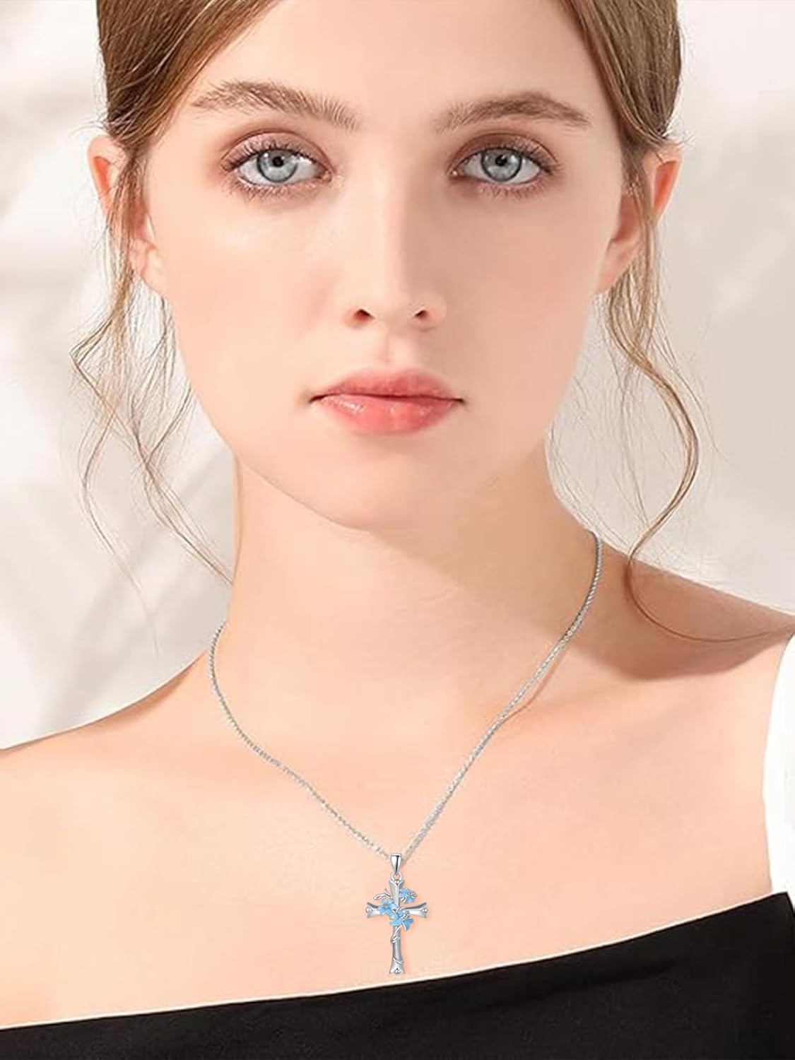 Cross Necklace for Women Lily/Daisy Birth Flower Jewelry Religious Christian Christmas Gifts for Women Wife Mom Grandma Girlfriend Her - Image 5