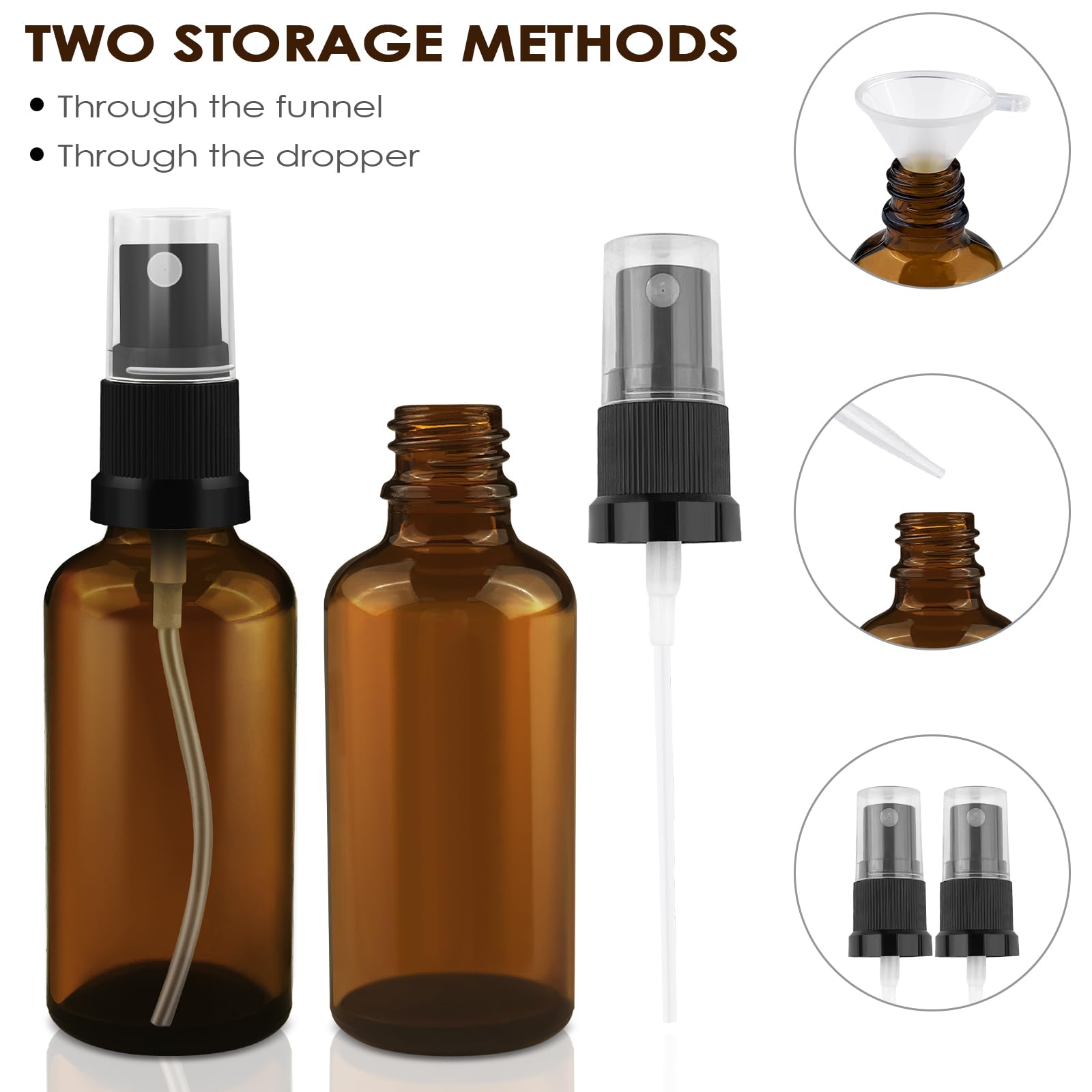 3 flaconi spray in vetro marrone, 50 ml, ricaricabili, nebulizzatore portatile, piccola bottiglia spray per famiglia, regali