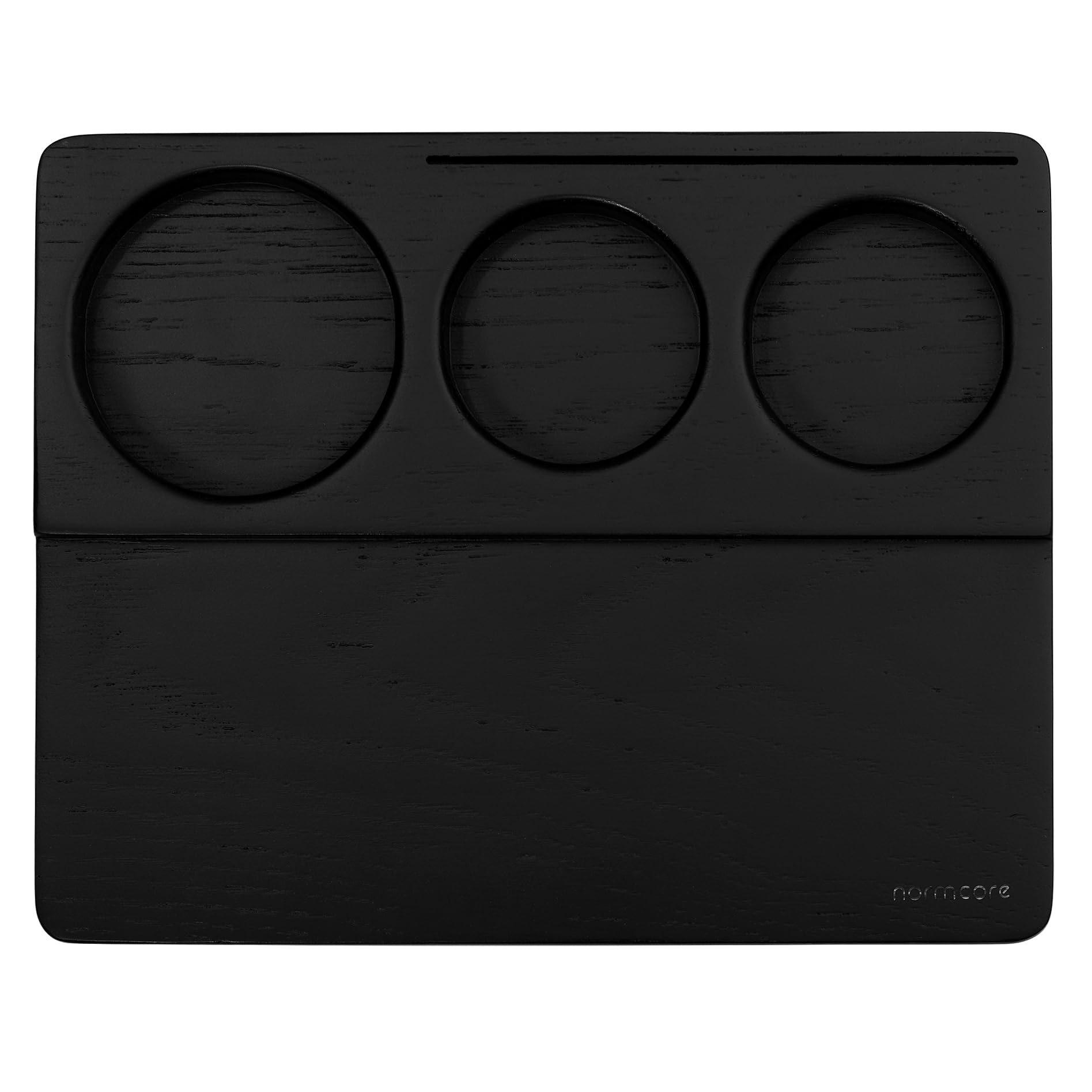 Normcore Tamping Station - Black Oak Wood Espresso Tamping Mat - Wooden Tamping Mat for 51/54/58mm Portafilter, Tamper, Distributor, Puck Screen and Portafilter - Natural Black Stained Oak Wood