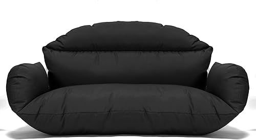 LeisureMod Colgante 2 persona doble huevo columpio silla cojín (negro)