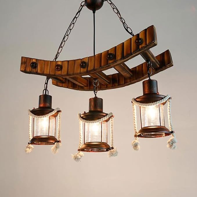 FanXus retro bar industriële wind loft massief hout persoonlijkheid restaurant coffeeshop industriële kroonluchter 3-lichts plafondlamp 3 hoofden hangende lamp voor sushi plaats theehuis loft hot pot winkel photo 2