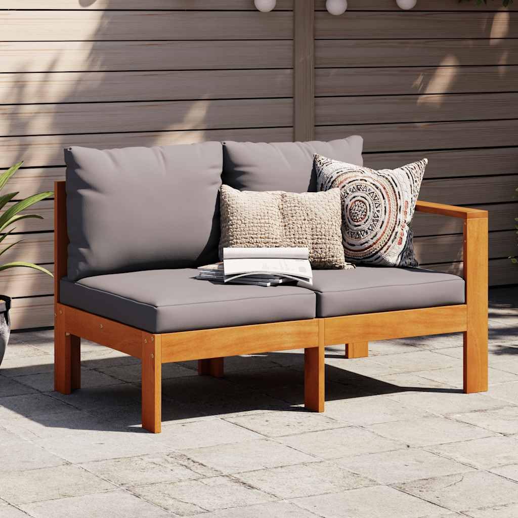 Canapé de jardin 2 places en bois d'acacia massif haut de gamme avec coussin d'assise