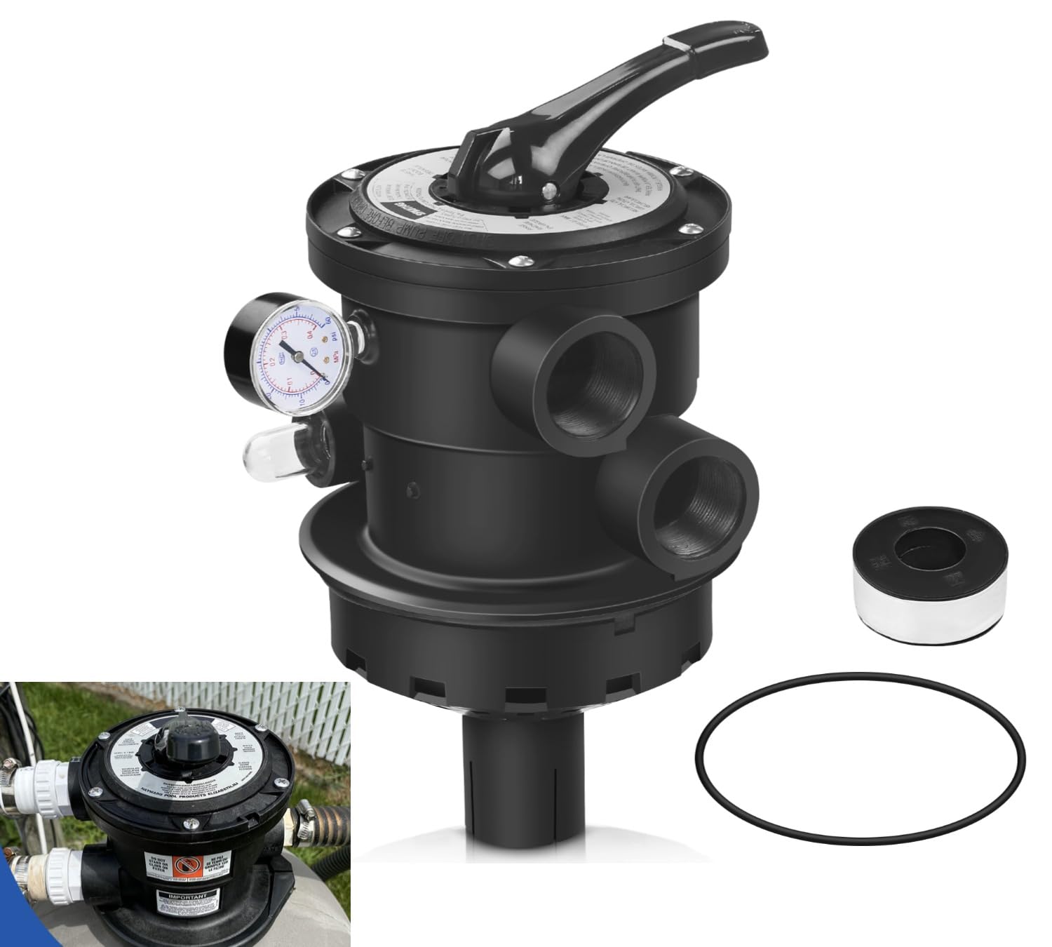 replacement sp0714t variflo top-mount multiport valve compatible with hayward pro or vl gm sm sw series sand filters, 1.5" fip port 7-position control valve, black,replace for sp714t, sp0714t, sp0704