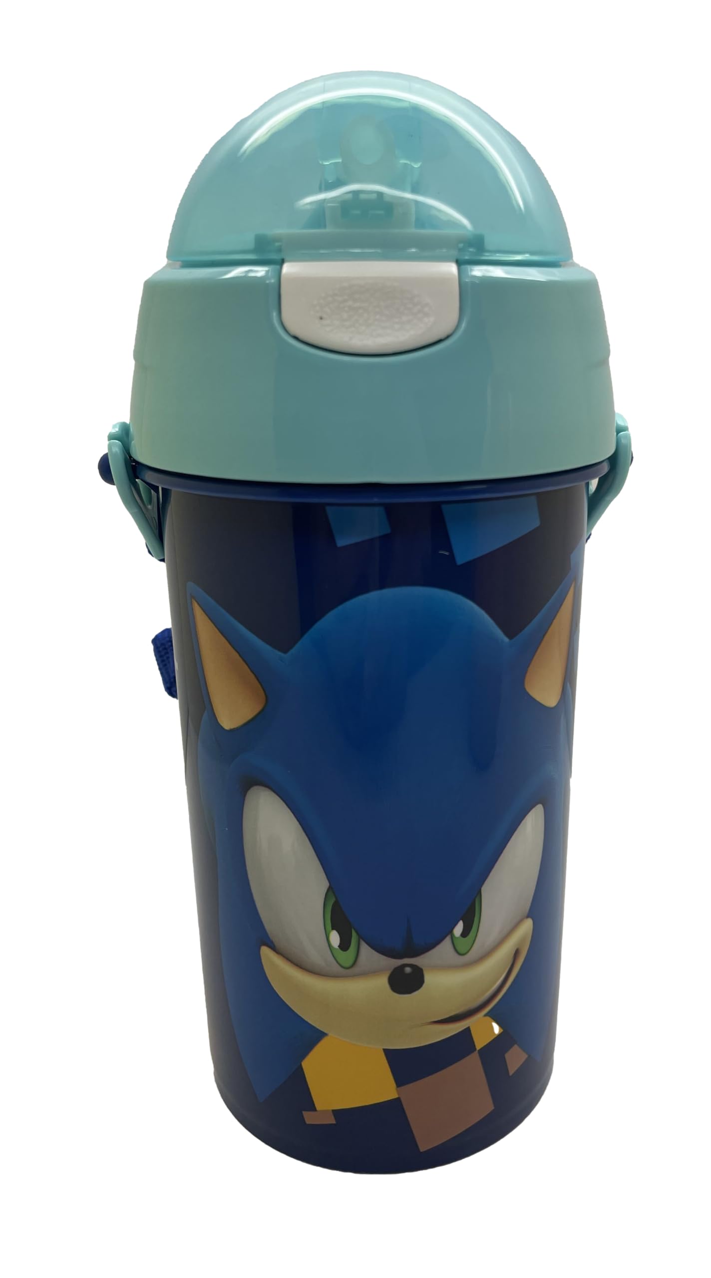 Om Supplies Sonic 1 Sonic Sport Pop Up Water Bottle Drink Bottle Flask With Neck Cord For Easy Carry School Lunch Kids Childrens 500Ml (Sonic 1)