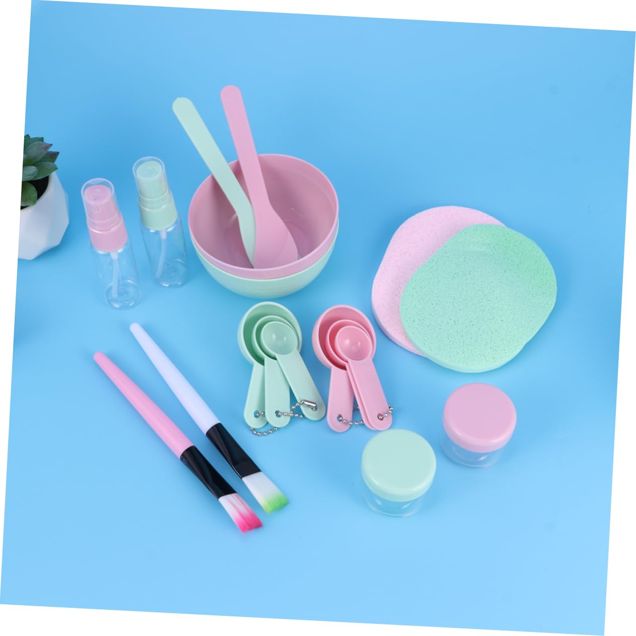 Baluue Facial Mask Bowl Spoon Set 9 Piece Silicone Bowl Brush Set for Women Skin Care Tool Kit Random