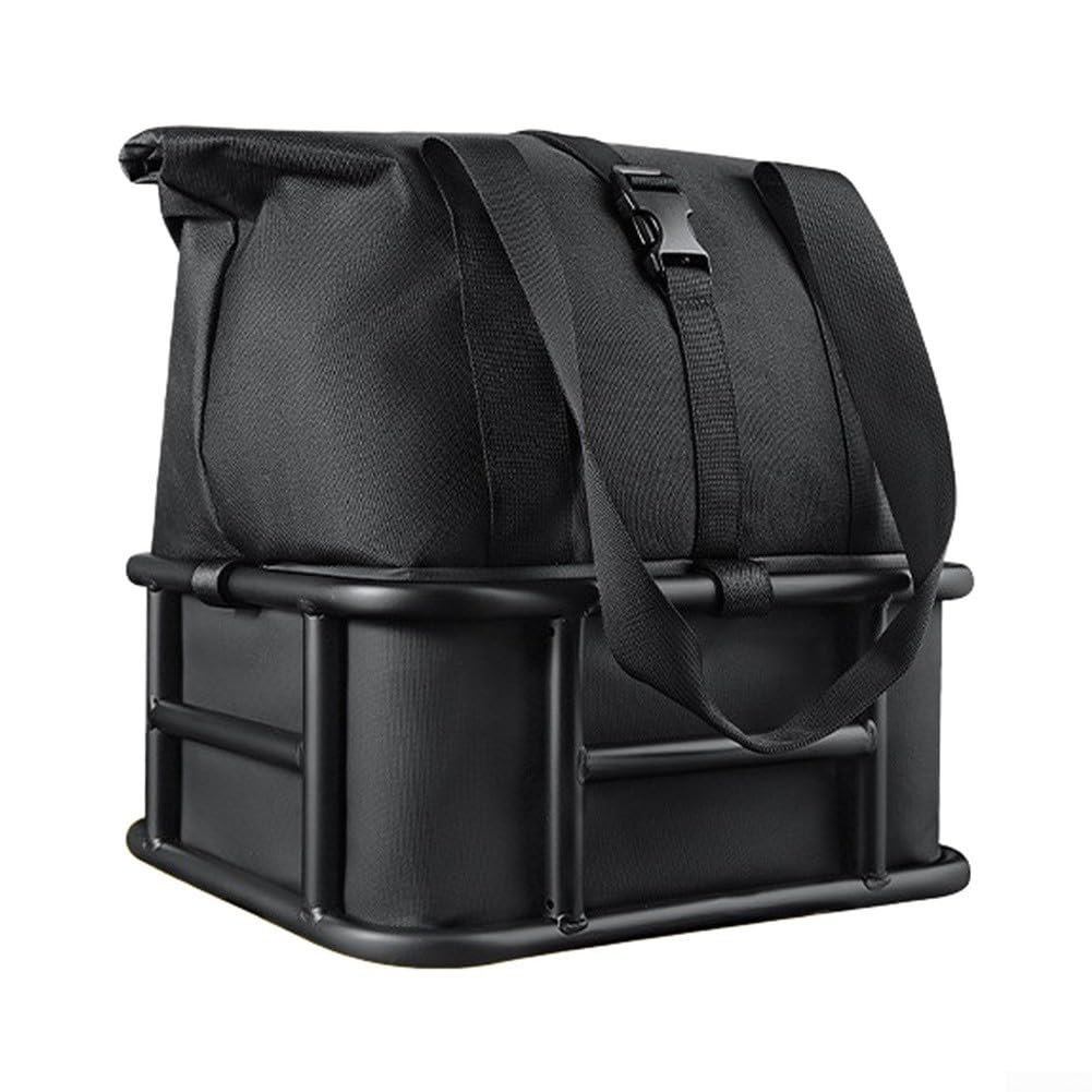 Detachable Bike Basket Large Capacity Rear Rack Bag with Shoulder Strap for Cycling Commuting Shopping Black 44x28cm(S)