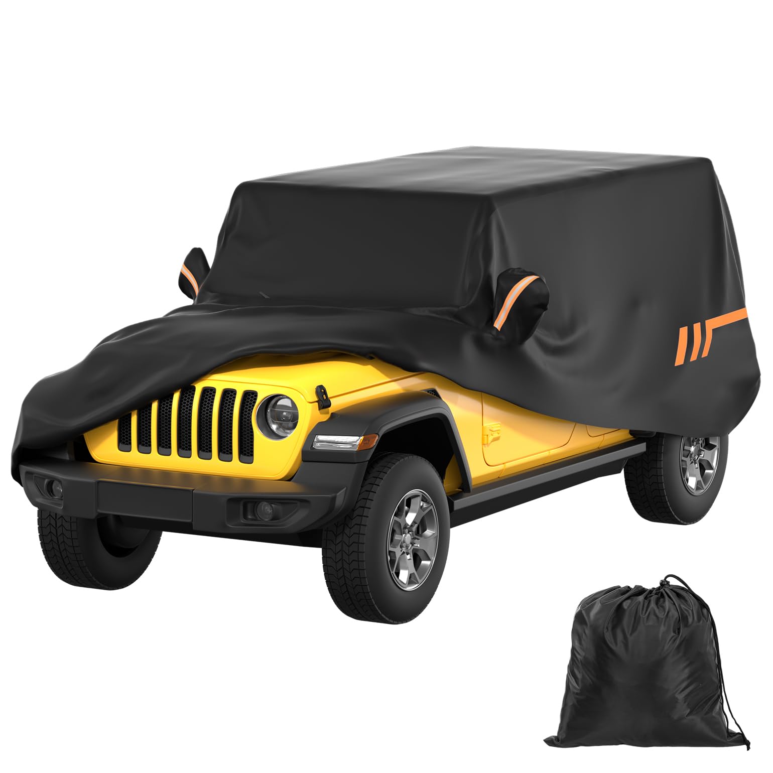 JOYTUTUS Car Cover Compatible with 4 Doors Wrangler JK JL TJ YJ CJ7, Water-Resistant All Weather Cover 1976-2026 Wrangler Unlimited, Windproof
