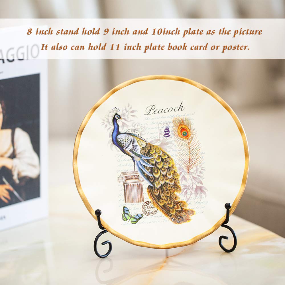 Mocoosy 4pcs 8 pollici migliorato antiscivolo espositori, decorativo piatto supporto foto titolare nero Espositore cavalletto in ferro per display cornici, piatti, libri di cucina, tablet e arte