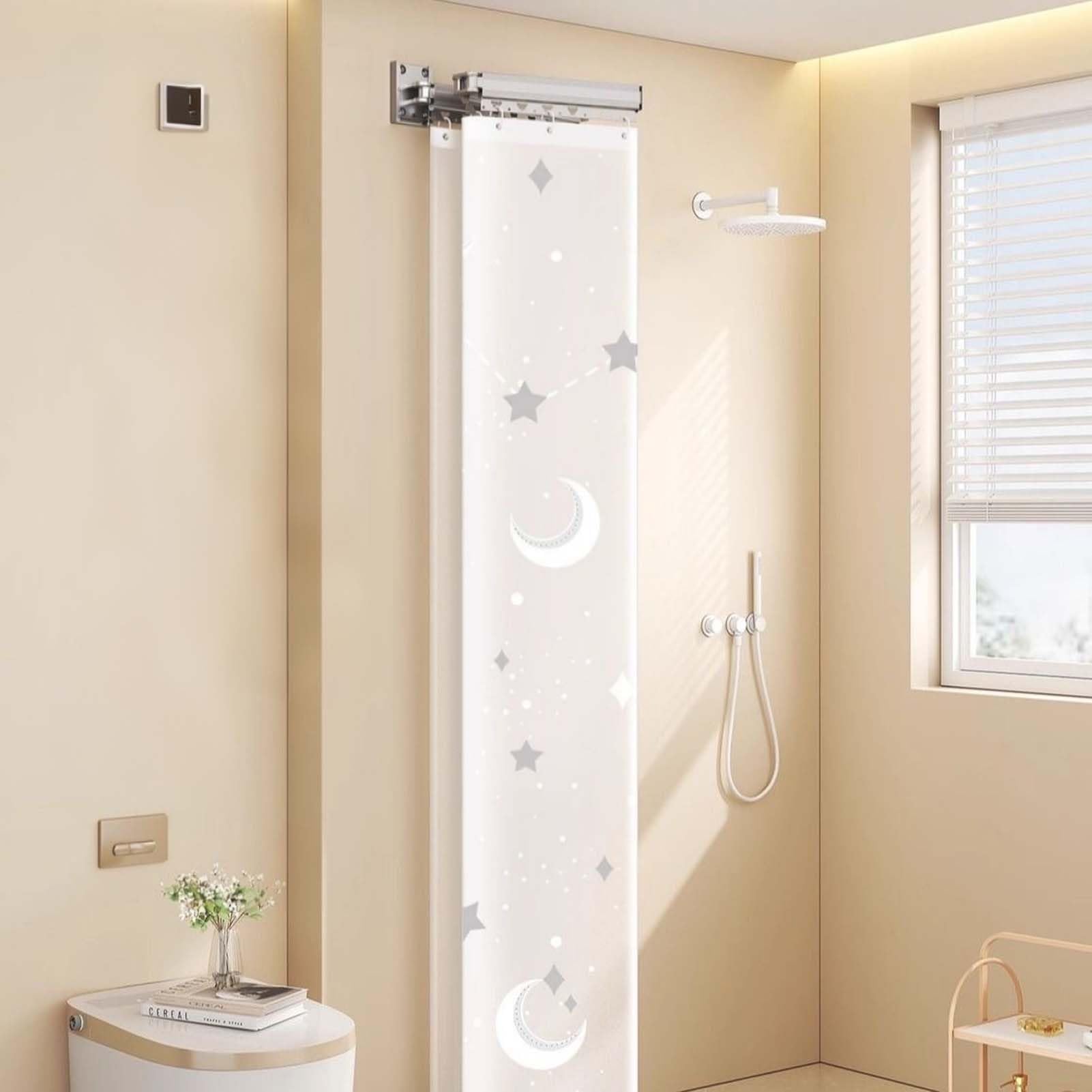 Cortina De Ducha Transparente con Ganchos Incluidos, Cortina De Baño Antideslizante, Material Suave Y Flexible, Mantiene El Baño Ordenado Y Elegante, Ideal para Uso Diario