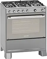 SUGGAR FOGÃO SELECT GRILL PRATA MESA DE INOX 5 BOCAS TREMPES DUPLAS FERRO FUNDIDO PORTA ESPELHADA ACENDIMENTO AUTOMÁTICO 220V FGISLG522PRIX