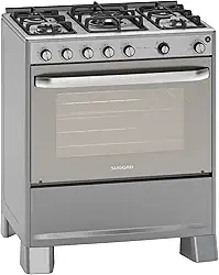 SUGGAR FOGÃO SELECT GRILL PRATA MESA DE INOX 5 BOCAS TREMPES DUPLAS FERRO FUNDIDO PORTA ESPELHADA ACENDIMENTO AUTOMÁTICO 220V FGISLG522PRIX