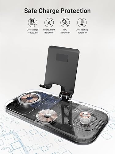 Miniatura 4 de Estación de carga inalámbrica, cargador con cable para iPad, soporte de carga 4 en 1, múltiples dispositivos para Apple - iPhone 15 14 Pro Max 13 12