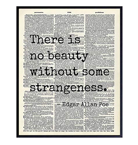Edgar Allan Poe quotes printed on actual vintage dictionary pages — literary wall art with an upcycled, antiquarian twist that feels genuinely curated, not mass-produced.