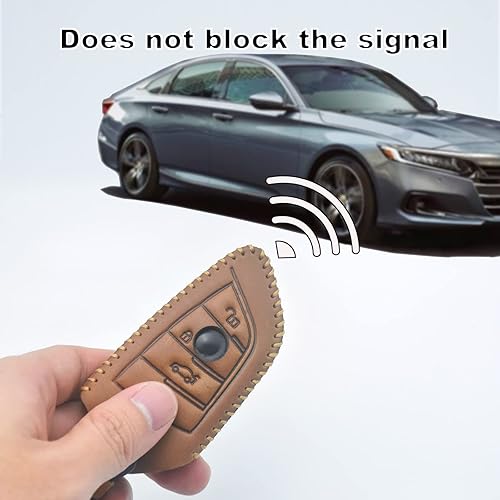 Miniatura 4 de YUBOMT Funda para llavero de BMW funda de cuero genuino para BMW 3 4 5 7 X3 X4 X5 X6 X7 Marrón