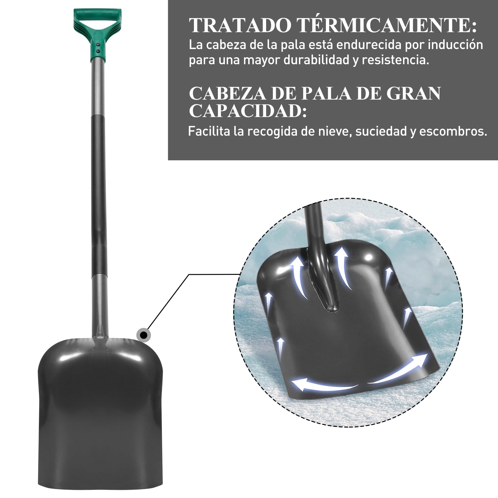 HYCHIKA Pala Jardineria Cuadrada, Pala Jardin,Acero Templado, Cómodo Mango Curvado en D, para Deshierbe, Plantas, Agricultur, Cavar