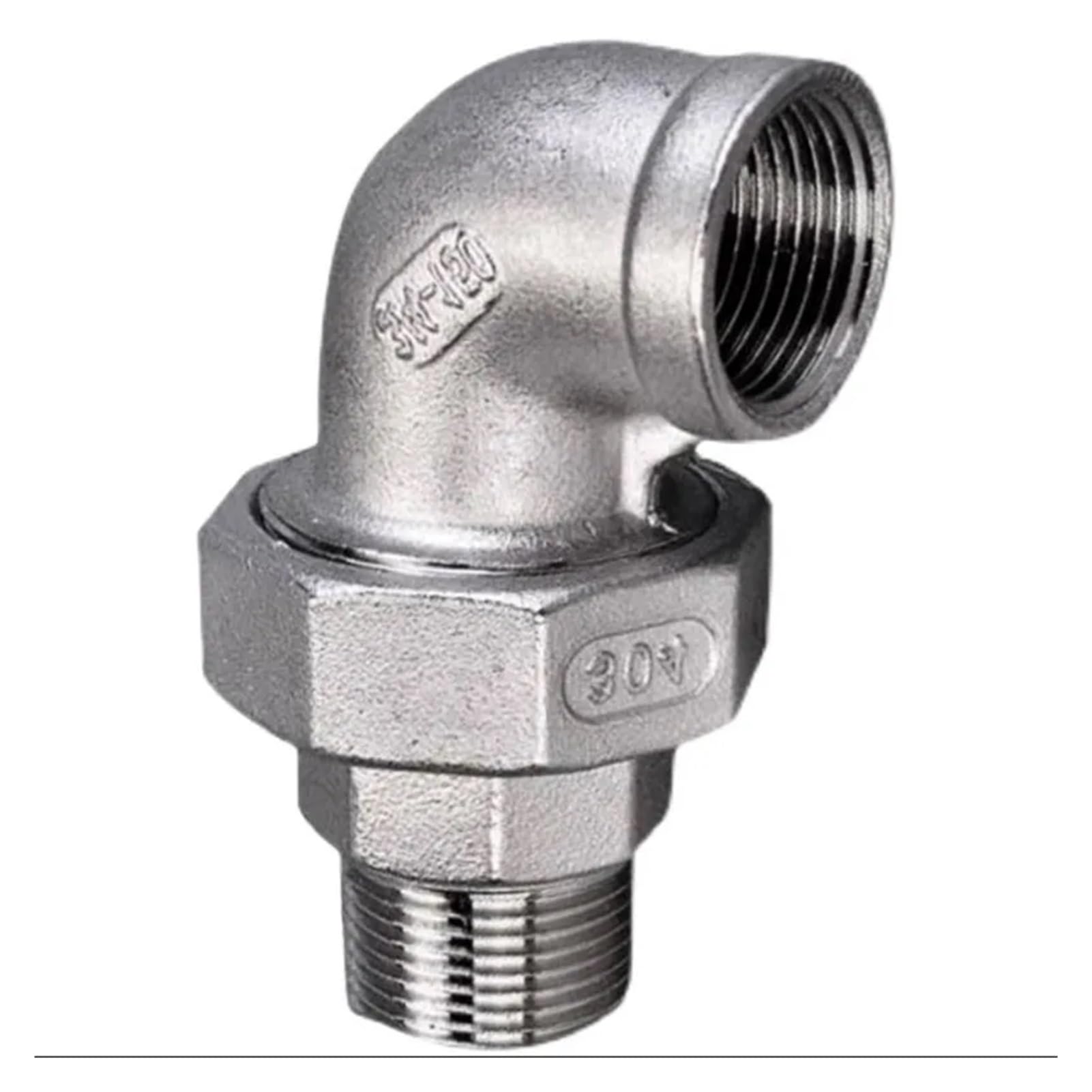 Conector de tubo de codo de 90 grados, acero inoxidable 304, rosca macho a hembra, para tubos de 0.25 a 1 a 0.5 pulgadas, conector de unión duradero (DN62 de 2.5 pulgadas)