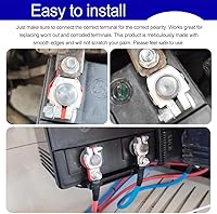 Vista 7 de 2 conectores de terminal de batería, terminales de batería de automóvil, terminal de cable de batería positivo y negativo con cubiertas de plástico