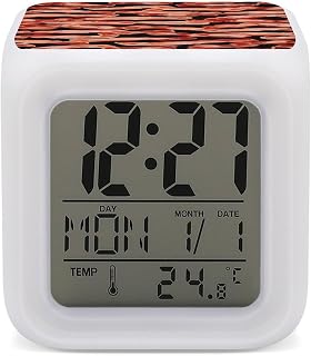 LED Alarm Clock, Bacon Pattern Print Multicolor Alarm Clock Geometric Alarm Clock Bedroom Alarm Clock Silent Alarm Clock