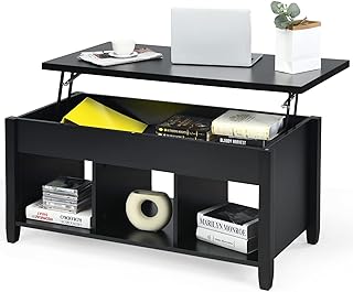 Tangkula Wood Lift Top Coffee Table, Modern Coffee Table w/Hidden Compar...