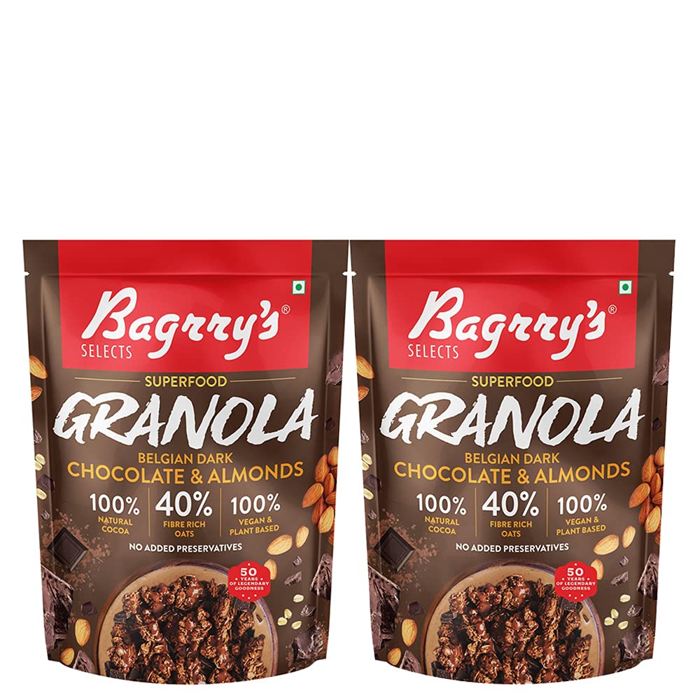 Buy Bagrry’s Superfood Granola Belgian Dark Chocolate & Almonds40 Oats & Quinoa Flakes 100