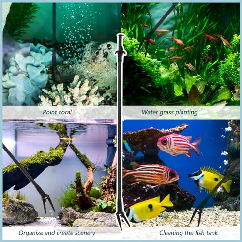 Image of Gisafai 1 Pcs Plastic Aquarium Tongs Long Aquarium Tweezers Multi Purpose Trimming Feeding Aquariums Tools for Fresh Water Saltwater Fish Tanks Coral Plant (27 Inch)