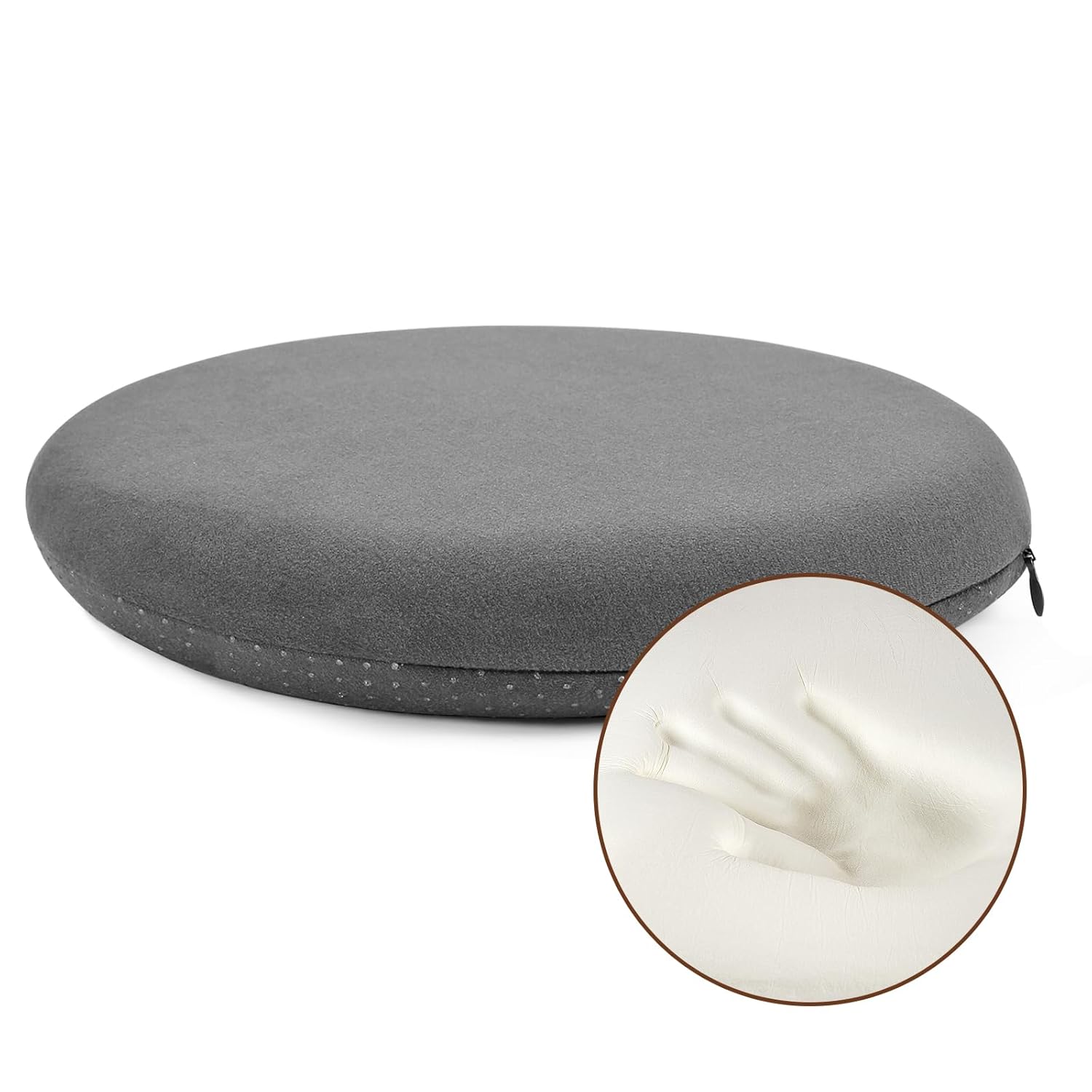 BUYUE Memory Foam Seat Cushion Dia 16 5 Soft Velvet Round Stool Cushion Anti-Slip Chair Pads L Dark