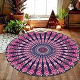 Resulzon Indian Mandala Hawaii Sunproof Round Beach Throw Tapestry Hippy Boho Gypsy Tablecloth Beach Shawl 60 Inches - Purple