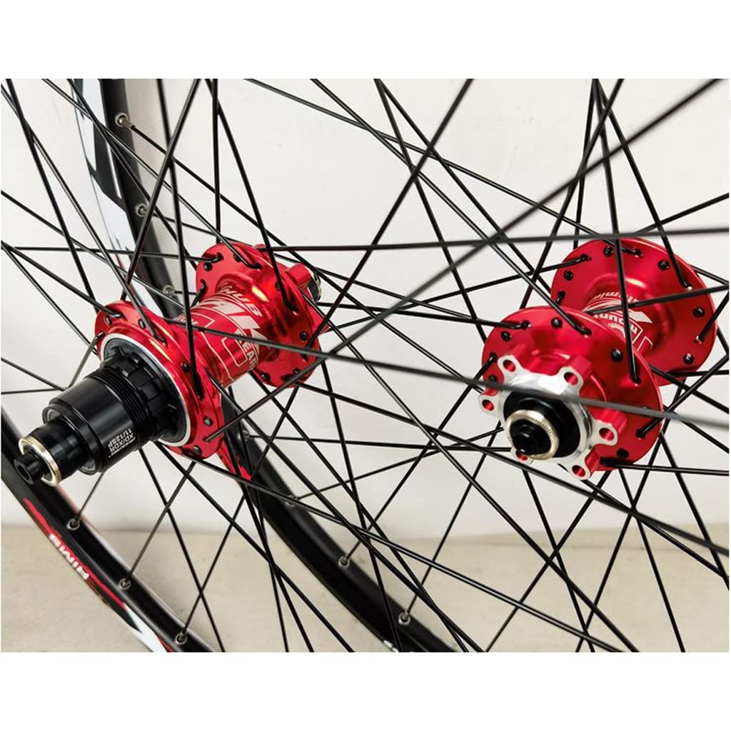 XD MTB Koła rowerowe 26 cali 27,5 "29 ER Hamulec tarczowy ze stopu aluminium Sześciokątny hamulec tarczowy obręcz uszczelnione łożysko piasty dla prędkości 11/12 (kolor: czerwony, rozmiar 27,5
