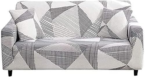 Funda de sofá estampada de lana elástica, paquete completo, funda de sofá antideslizante con reposabrazos (color H, tamaño 3 plazas)