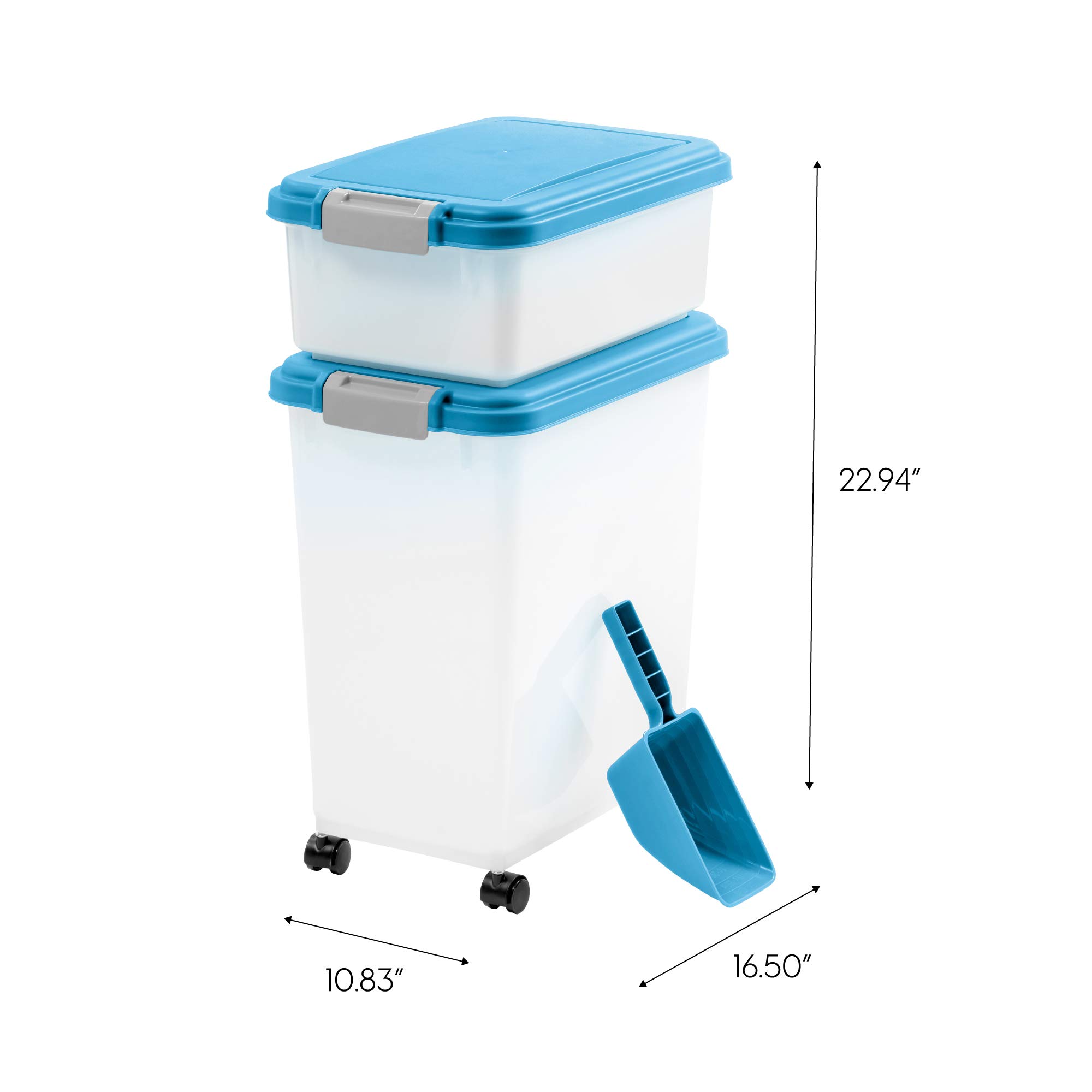 IRIS 3Piece Airtight Pet Food Container Combo, Blue
