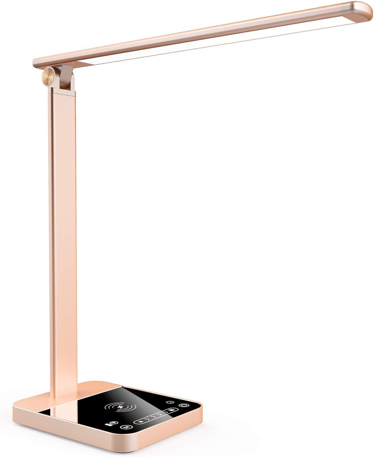 LED Desk Lamp, Smart Eye Caring Table Lamp with WiFi & Wireless Charger, Compatible with Echo Alexa and Google Assistant, Multi-Level Brightness Daylight Lamp for Office Study Reading, Gold [Energy Class A++]