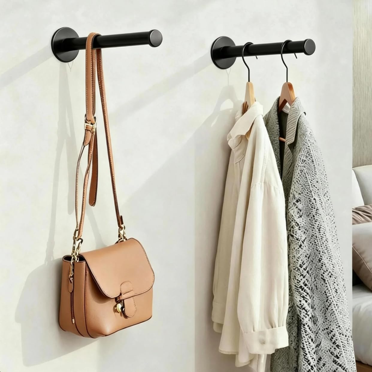 6 Inch Wall Mounted Clothes Rack, Stainless Steel Hanger Rod.
