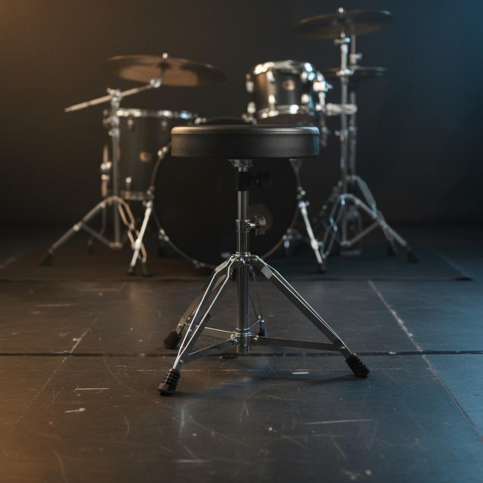 TISHITA Taburete Batería con Asiento Redondo Acolchado y Base Antislizante con Patas Goma Acuado para Músicos en Escenarios y Estudios