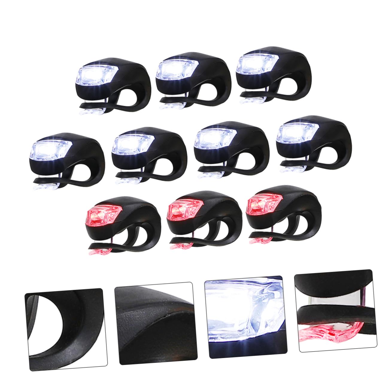 COOLHIYA 10pcs Bike Cycling Front Rear Wheel Safety Light Lamp Accessories Led Lights for Bike