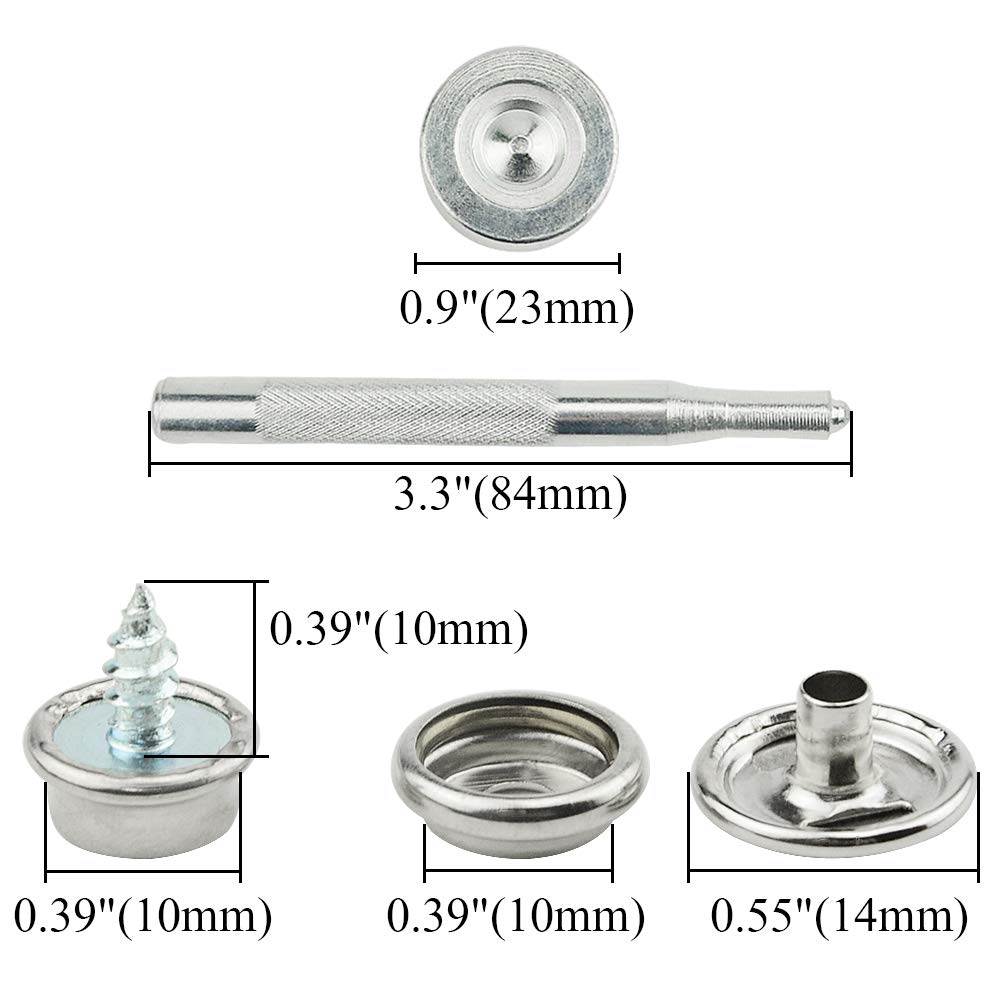 TOVOT 60PCS Canvas Snap Kit Upholstery Boat Cover Snap Buttons Fastener