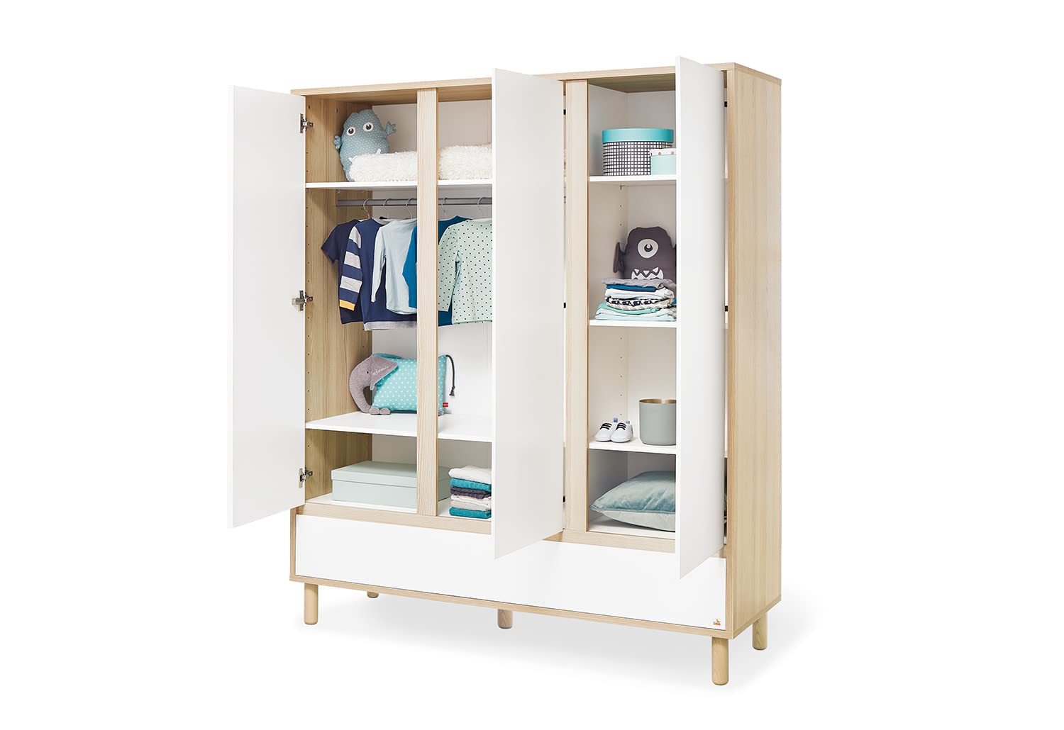Pinolino Grande Armoire pour Chambre d'enfant Flow avec 3 Portes et 1 tiroir