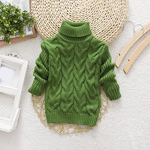 Kids Boys Knitted Pullovers Toddler Boys Girls Children's Winter Sweater Solid Color Turtleneck (Green, 2-3 Years)3