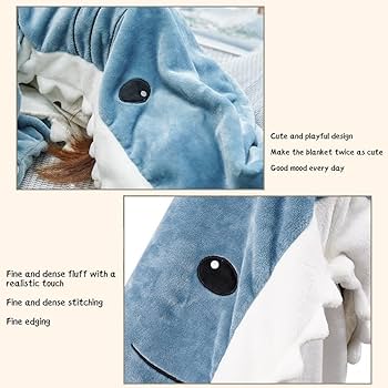 Shark Blanket Hoodie Shark Blanket Adult Shark Wearable Blanket Adult Super Soft Cozy Shark Sleeping Bag Shark Tail Portable Fleece Bedspread, Shark