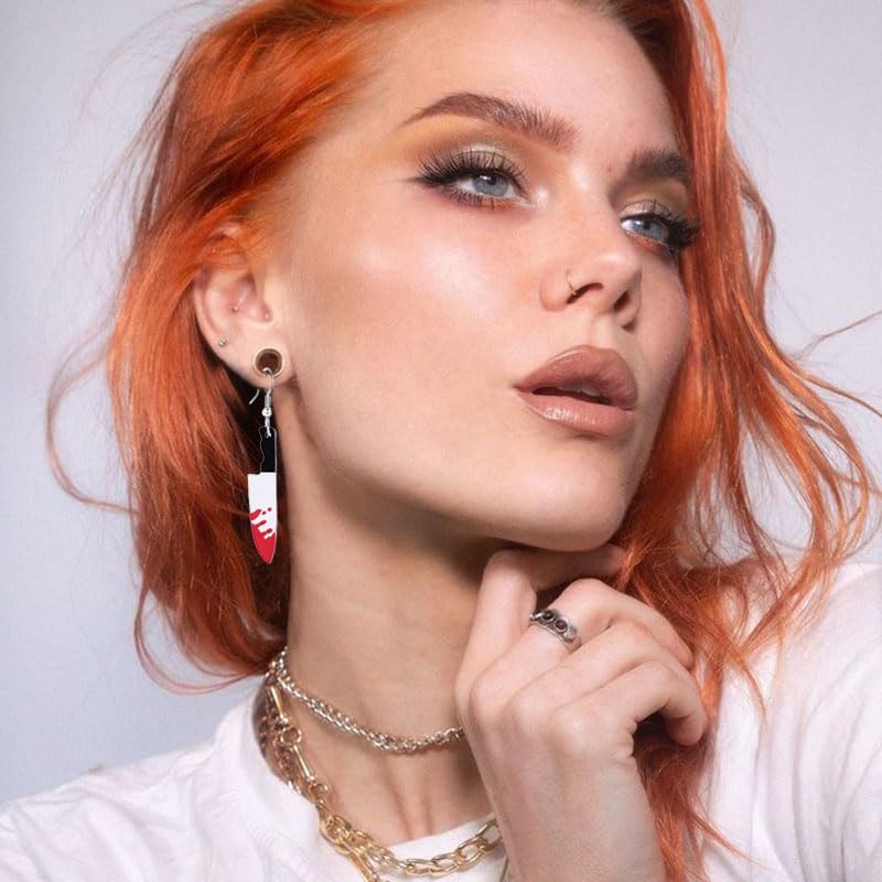 6 Pairs Halloween Knife Drop Dangle Earrings Sets for Women Acrylic Knife Earrings Halloween Horror Earrings Goth Knife Dagger Earrings Halloween Holiday Party Decor - Image 2