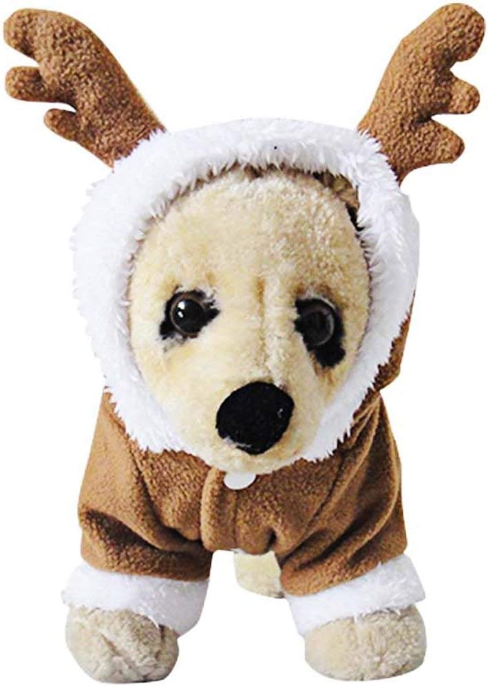 Companet Dog Christmas Clothing Pet Costumes Dog Santa Outfit Suit with Cap Santa Hoodies (L, Elk Costume)