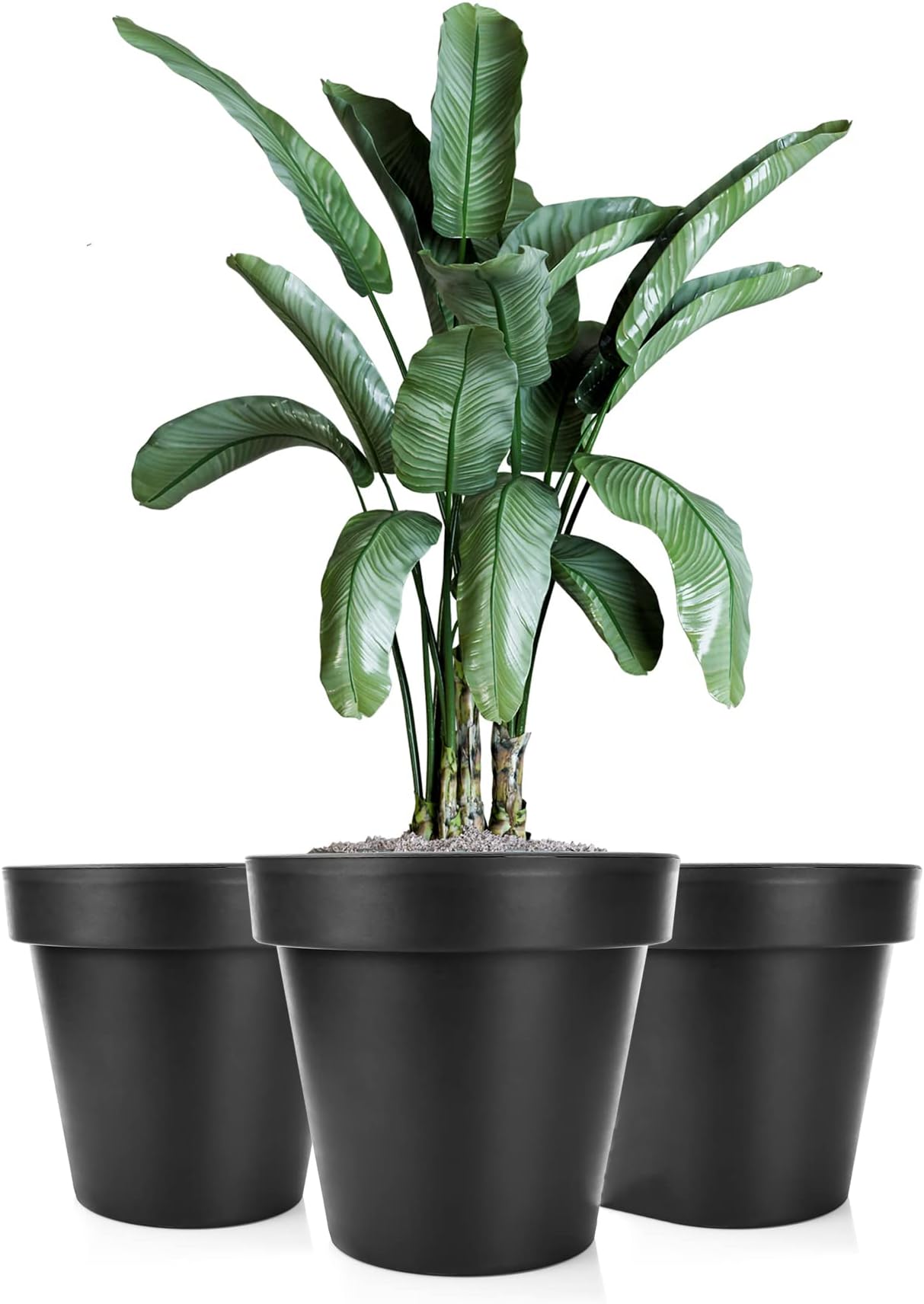 BigDean 3X Blumentopf Style ø 40 cm anthrazit mit herausnehmbaren