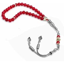 Small Bead TESBIH Series 6 mm 33 Small Beads Tesbih-Tasbih-Tasbeeh-Misbaha-Masbaha-Subha-Sebha-Sibha-Worry Beads RED Jade Stone