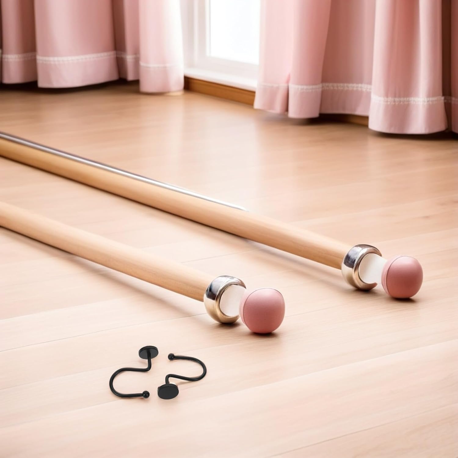 Veemoon 24pcs Black Iron Shower Curtain Hooks, Decorative Round Metal Bathroom Curtain Rings, Rust-Resistant Hangers for Shower Rod and Towel Bars